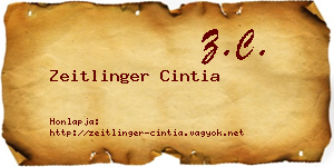 Zeitlinger Cintia névjegykártya